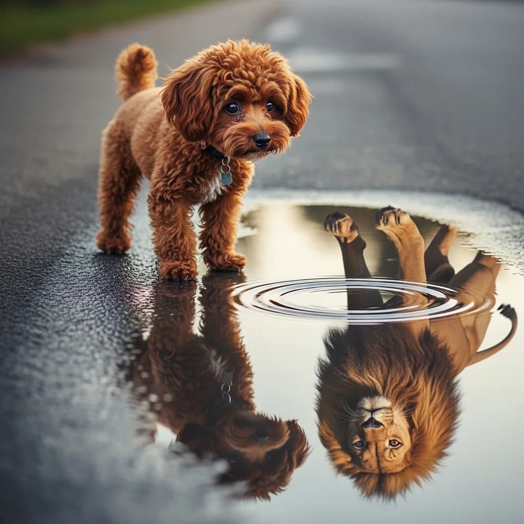 勇气倒影：贵宾犬的狮心