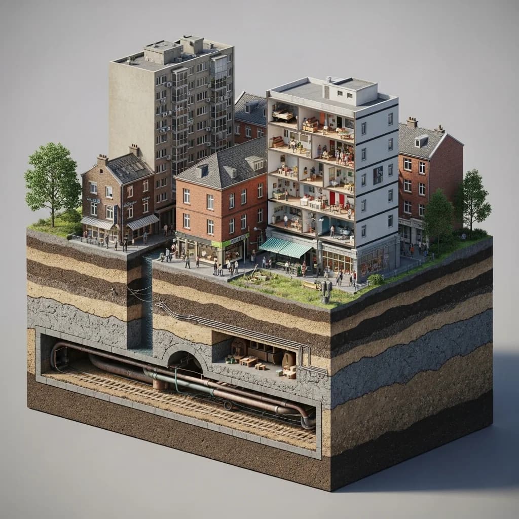 都市生活切片：3D剖面图