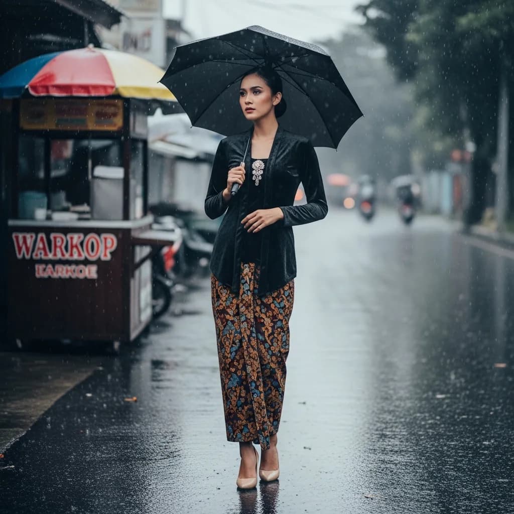 雨中优雅：湿润路面的风采