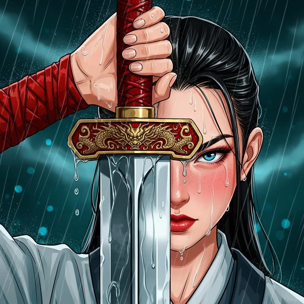 风暴中的女武者：蓄势待发的肖像