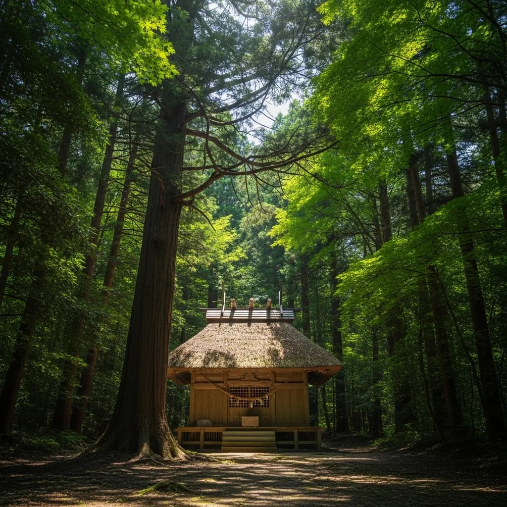 森林小神龛：阳光穿透树林