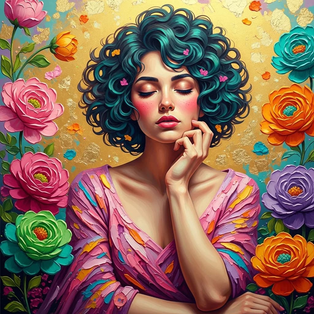 花海中的宁静美人