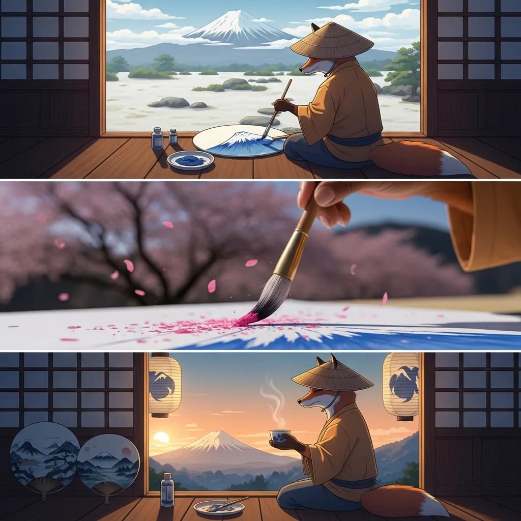 富士山下的狐狸画师