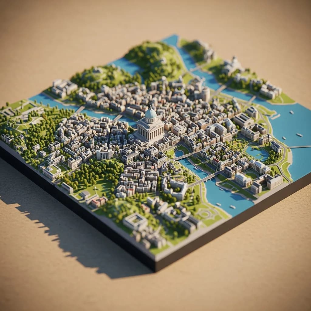 微缩奇观：立体模型城市地图