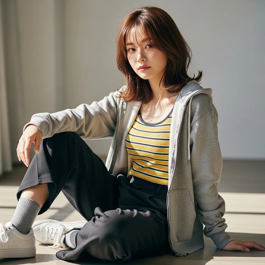 自然光影：居家女性的宁静肖像