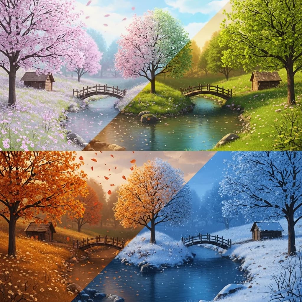 四季更迭：自然画卷