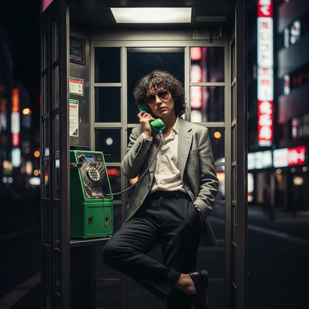 霓虹之夜：复古电话亭