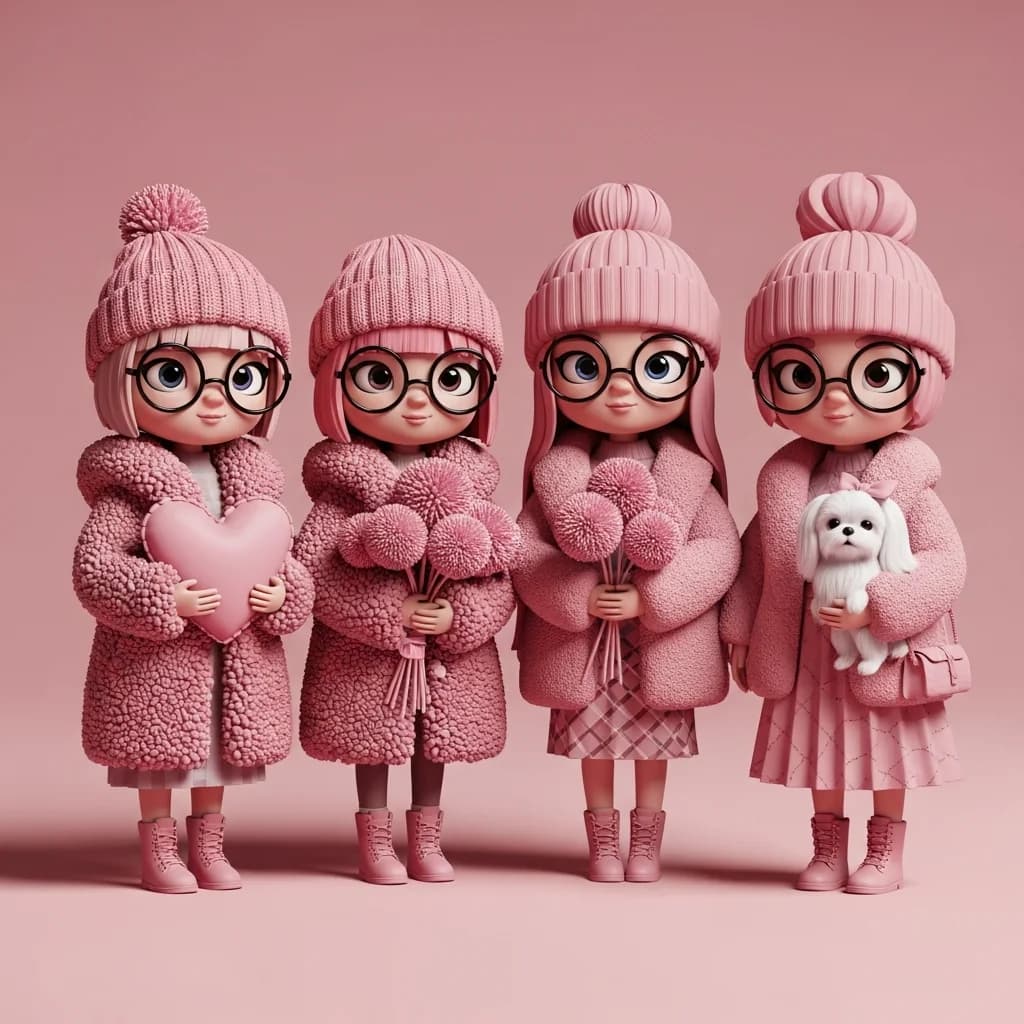 奇幻粉色之梦：3D卡通女孩