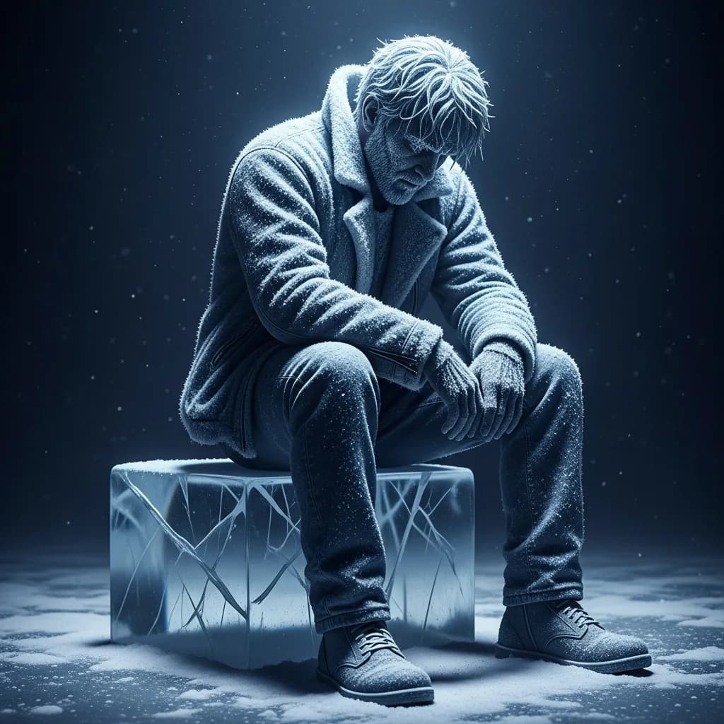 冰封寒冷人物雕塑