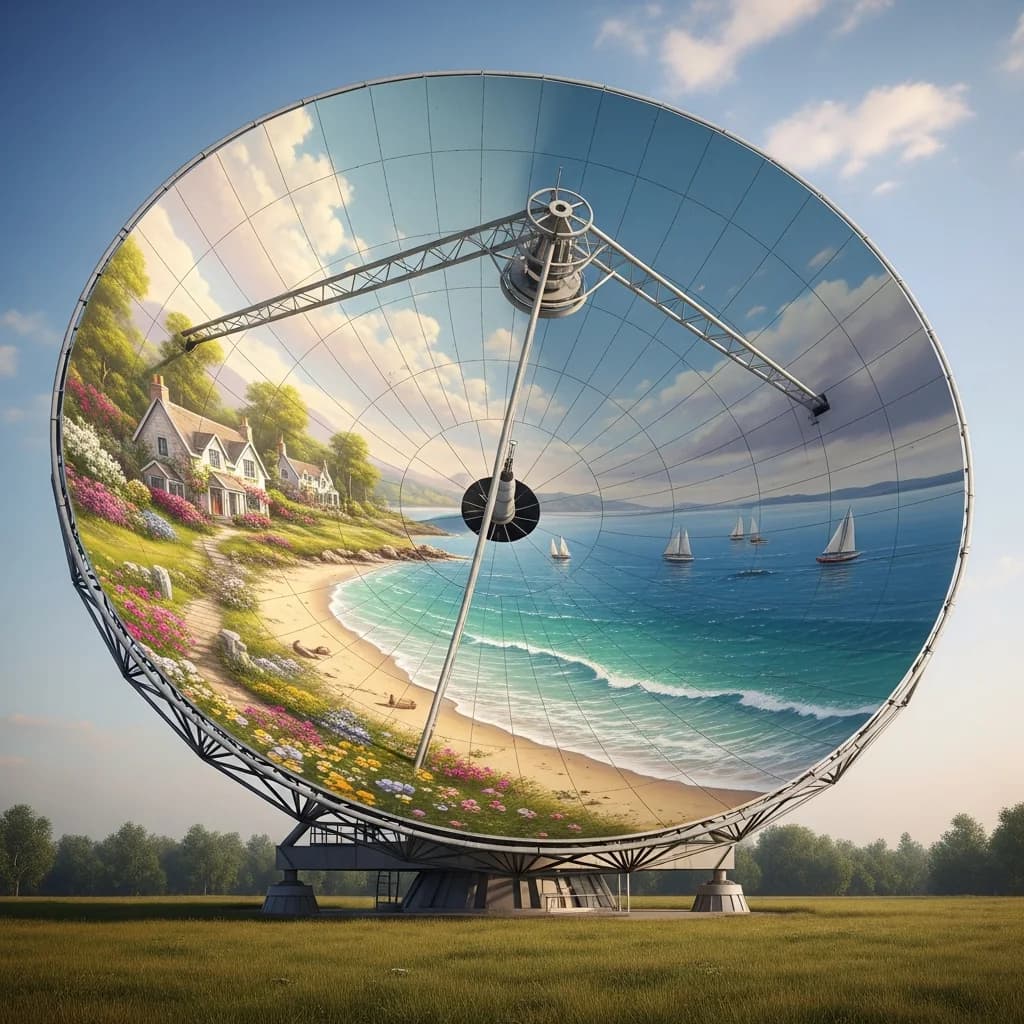 卫星天线：春日海滨壁画