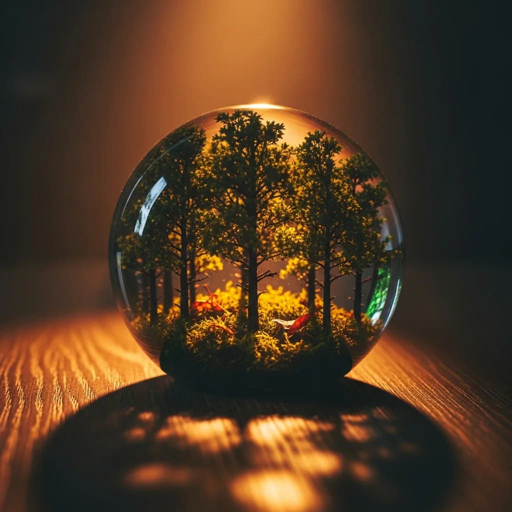 玻璃球中的微缩魔法森林