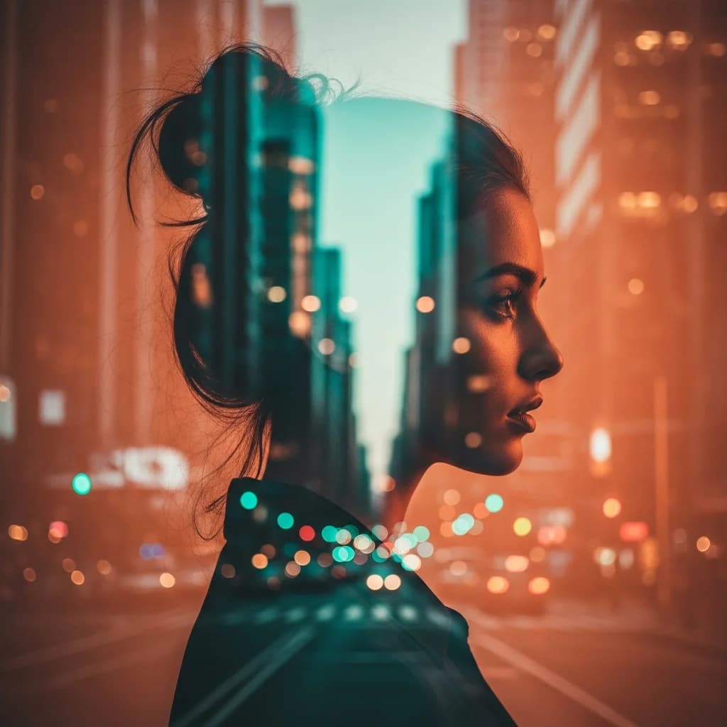 都市优雅：人物与城景叠影