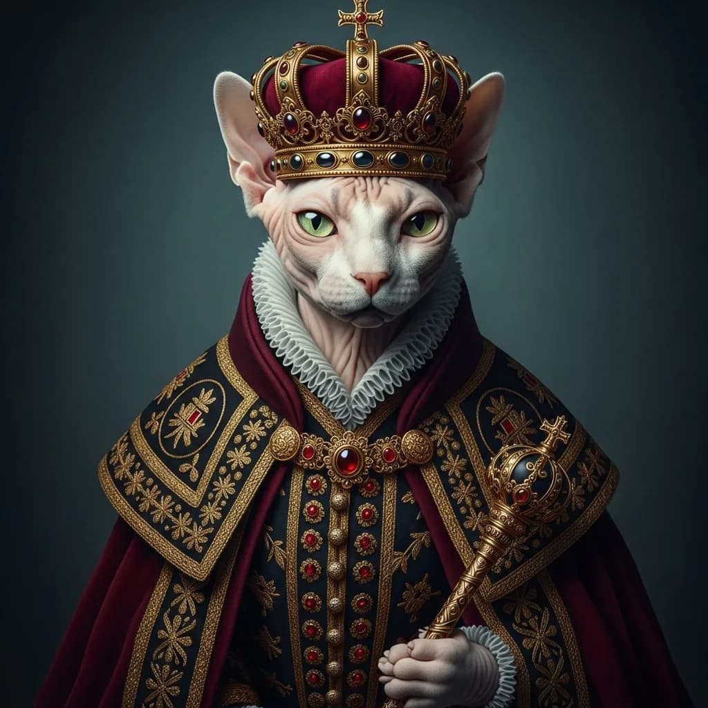 戴华丽王冠的斯芬克斯猫