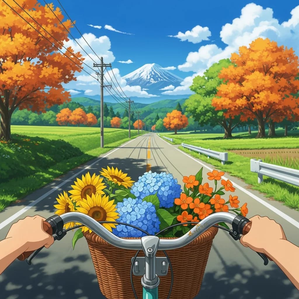 动漫风乡村骑行第一视角