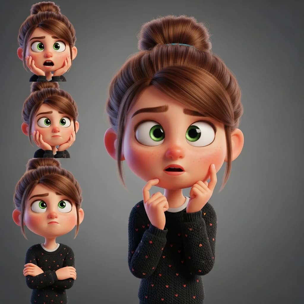 3D动画风格：3D表情女孩