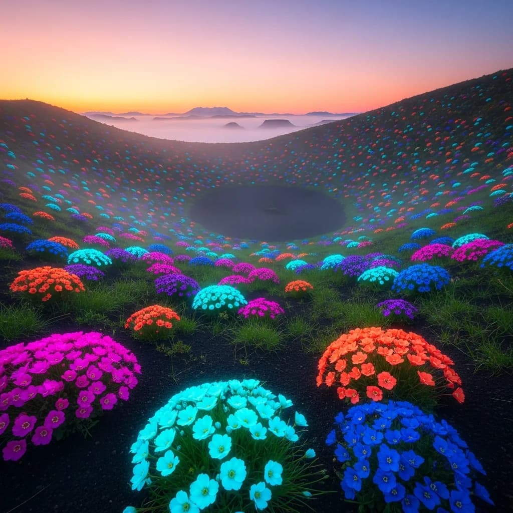 火山草甸：金色时分的宁静
