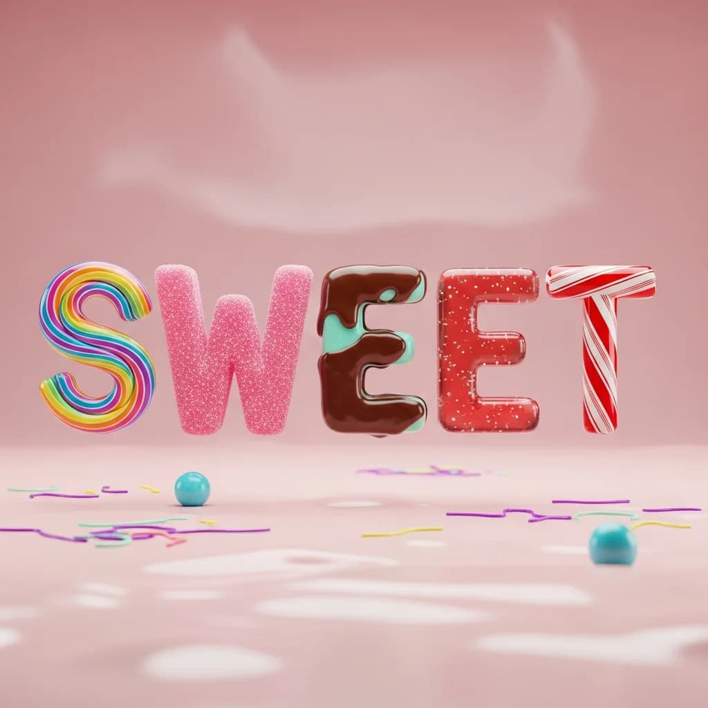 糖果字母SWEET梦幻渲染