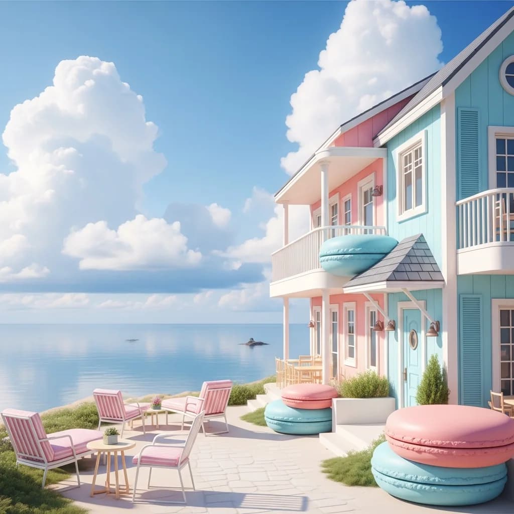 马卡龙色调：海岸度假屋