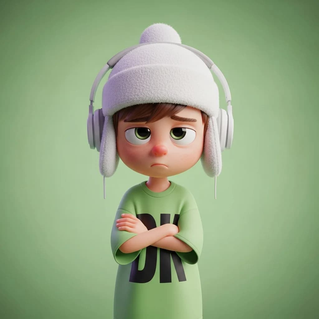 柔和色调：忧郁少年3D肖像