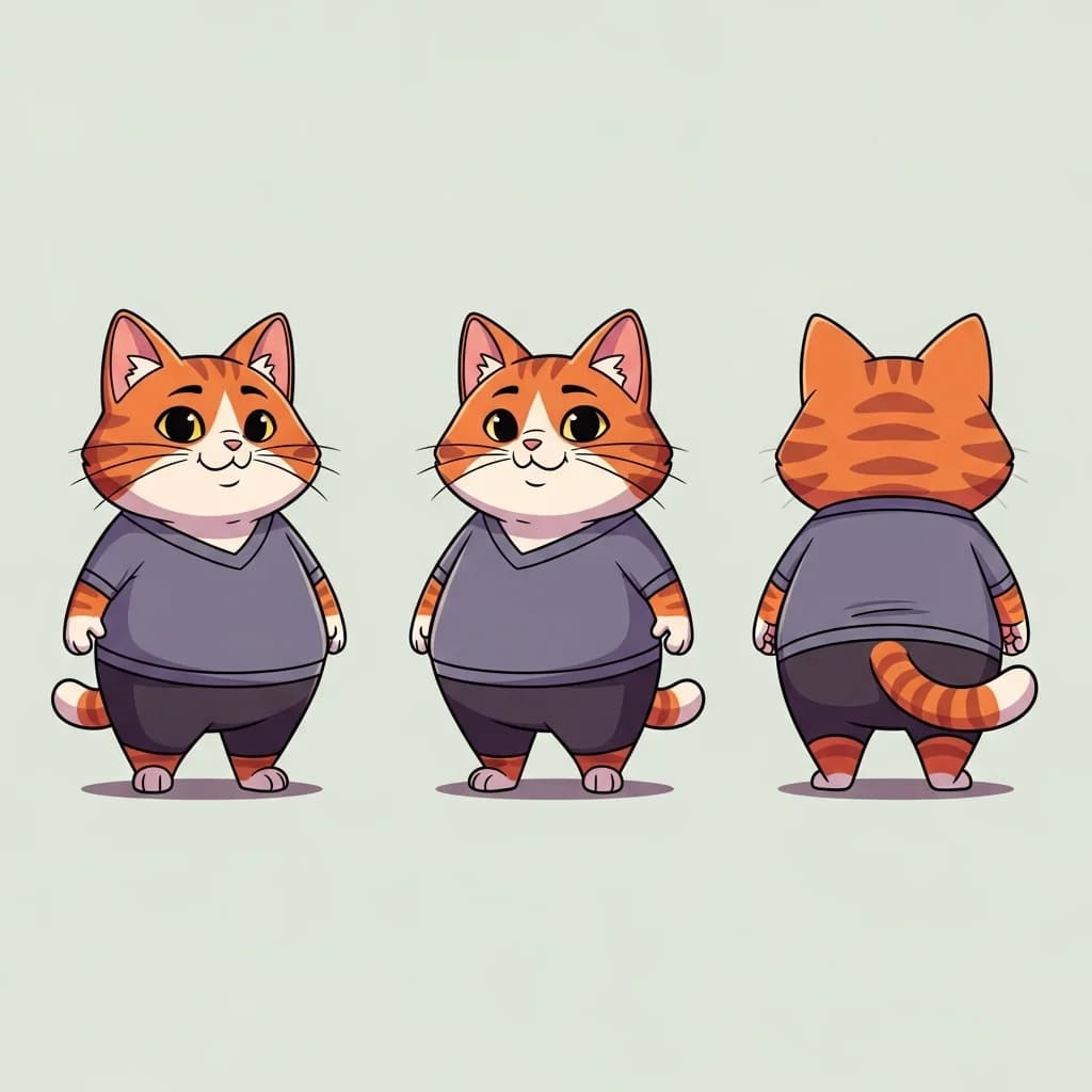 拟人化猫咪吉祥物三视图