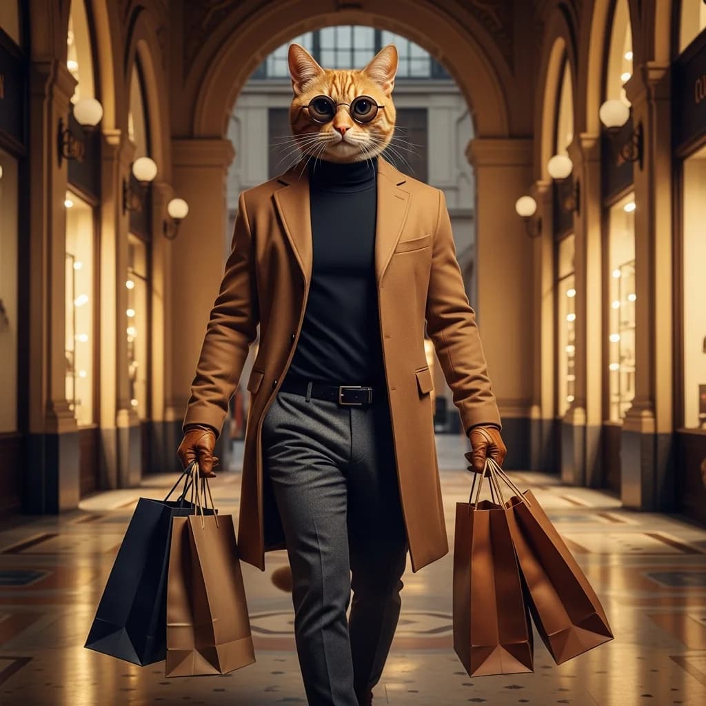 欧式拱廊里的时尚橘猫