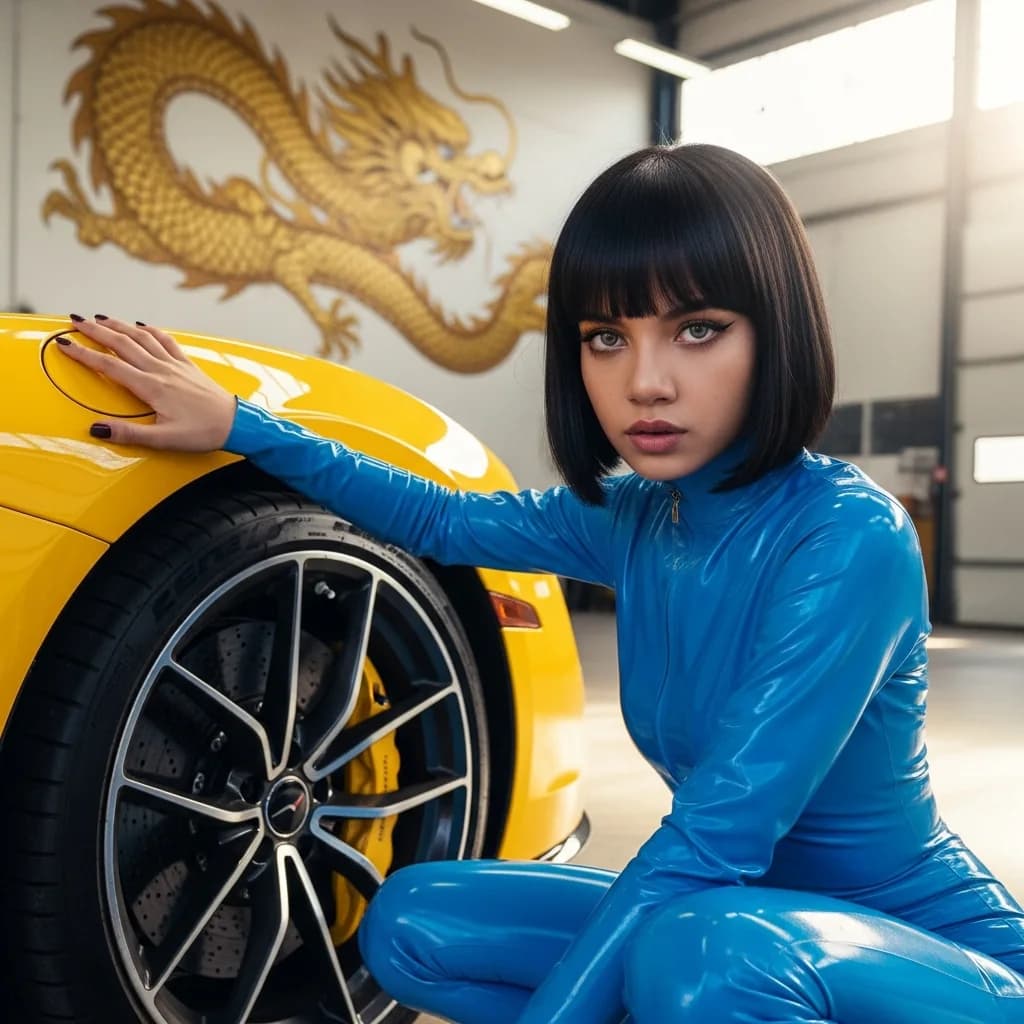 未来感人物与跑车